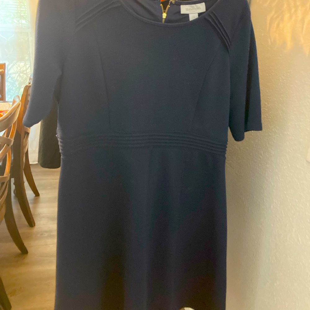 Navy textured maternity dress